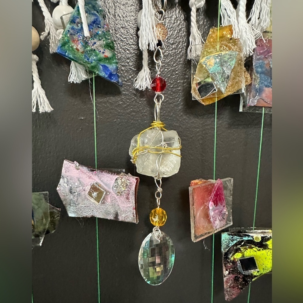 Collage Glass Mosaic Assemblage Wall Art Hanging Handmade Indoor/Outdoor